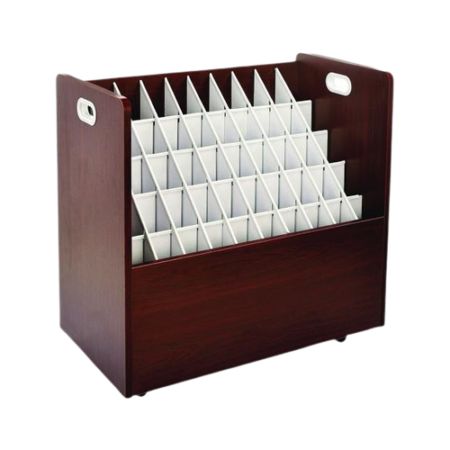 50-Compartment Mobile Wood Blueprint Rolled File Storage Organizer