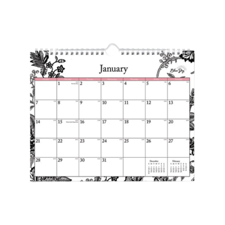 Analeis Wall Calendar, Floral Artwork, 11 x 8.75
