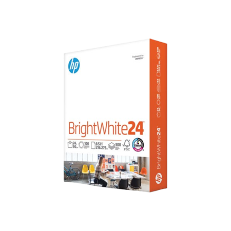 Brightwhite24 Paper, 100 Bright, 24 lb Bond Weight, 8.5 x 11, Bright White