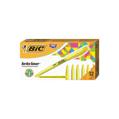 Brite Liner Highlighter, Fluorescent Yellow Ink, Chisel Tip, Yellow/Black