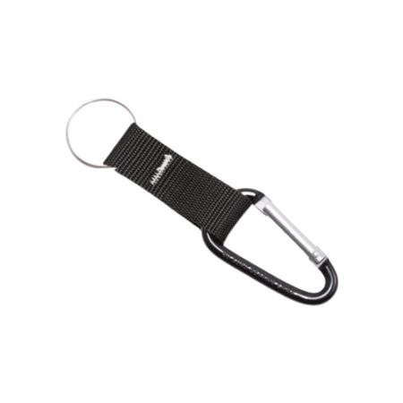 Carabiner Key Chains, Split Key Rings, Aluminum, Black