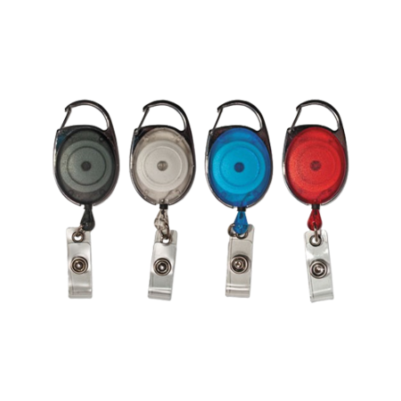 Carabiner-Style Retractable ID Card Reel, 30" Extension, Assorted