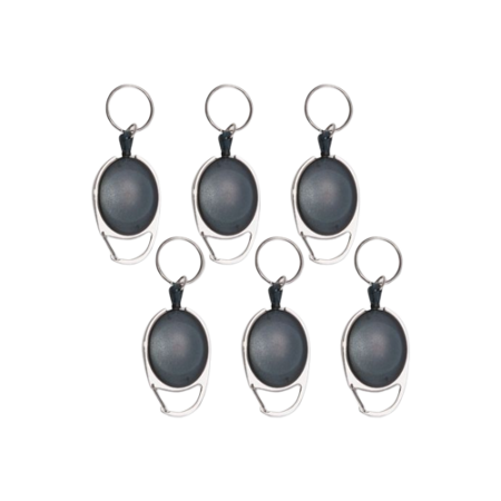 Carabiner-Style Retractable ID Card Reel, 30" Extension, Smoke