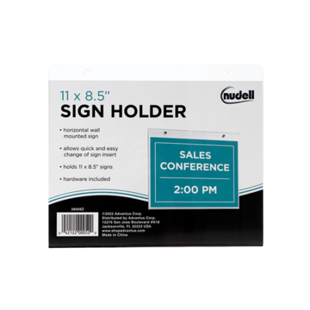 Clear Plastic Horizontal-Orientation Wall Sign Holder