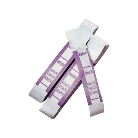 Color-Coded Kraft Currency Straps, Self-Adhesive, Twenties