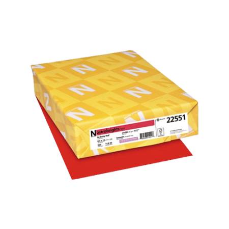 Color Paper, 24 lb Bond Weight, 8.5 x 11, Re-Entry Red, 500 Sheets/Ream