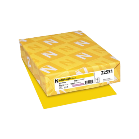 Color Paper, 24 lb Bond Weight, 8.5 x 11, Solar Yellow, 500/Ream