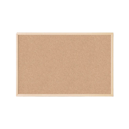 Cork Bulletin Board, 36" x 24", Tan Surface, Birch Frame
