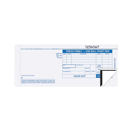 Credit Card Sales Slip, Three-Part Carbonless