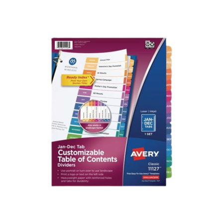 Customizable TOC Ready Index Multicolor Tab Dividers, 12-Tab, Jan. to…