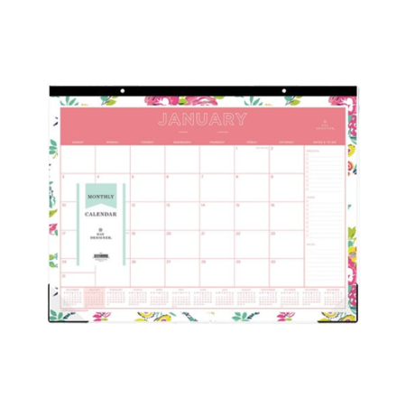 Day Designer Peyton Desk Pad Calendar, Floral Artwork, 22 x 17