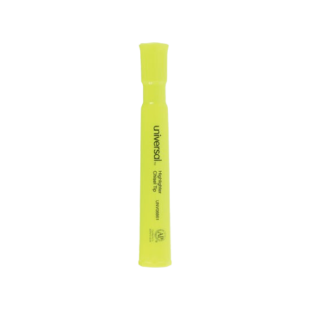 Desk Highlighters, Fluorescent Yellow Ink, Chisel Tip, Yellow Barrel