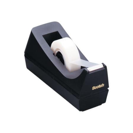 Desktop Tape Dispenser, Weighted Non-Skid Base, 1" Core, Black