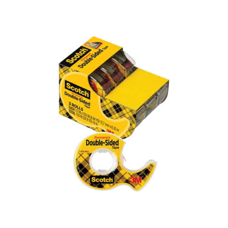 Double-Sided Permanent Tape in Handheld Dispenser, 1" Core