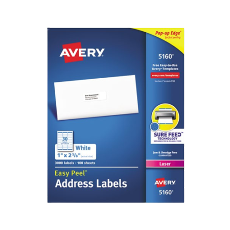 Easy Peel White Address Labels w/ Sure Feed Technology, Laser