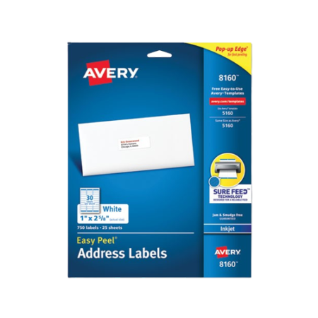 Easy Peel White Address Labels w/Sure Feed Technology, Inkjet