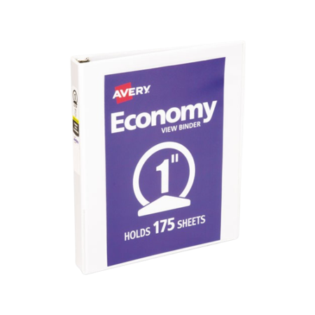 Economy Non-View Round Ring Binder, 3 Rings, 1" Capacity