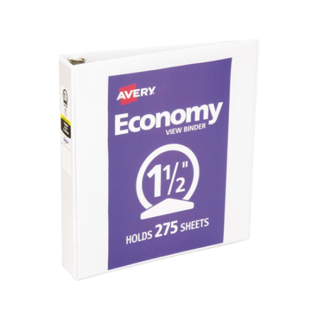 Economy View Binder with Round Rings, 3 Rings, 1.5" Capacity