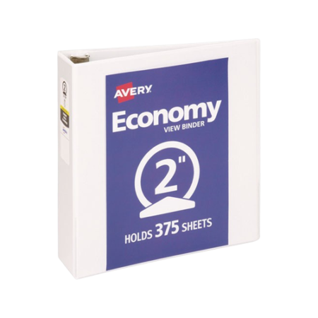 Economy View Binder with Round Rings, 3 Rings, 2" Capacity