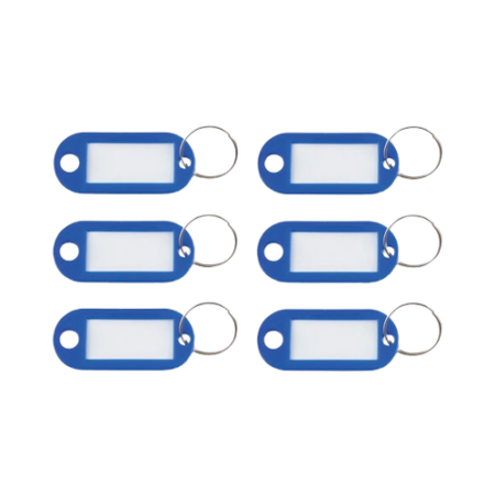 Key Tags Label Window, 0.88 x 0.19 x 2, Dark Blue, 6/Pack