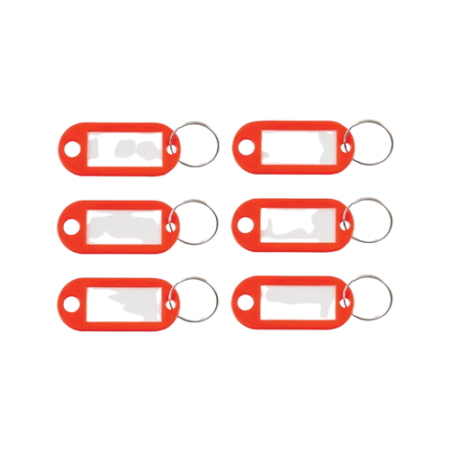 Key Tags Label Window, 0.88 x 0.19 x 2, Red, 6/Pack