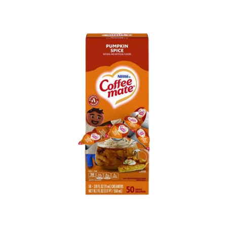 Liquid Coffee Creamer, Pumpkin Spice, 0.38 oz Mini Cups, 50/Box
