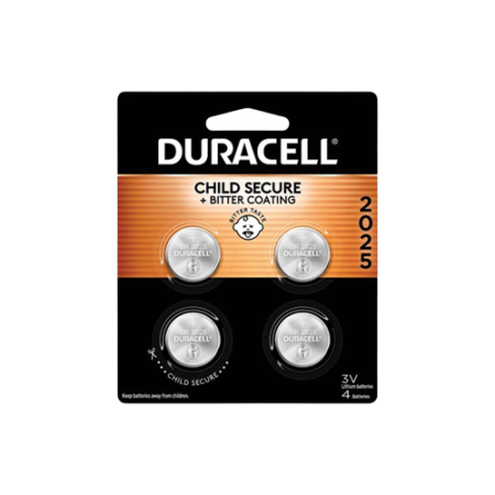 Lithium Coin Batteries With Bitterant, 2025, 4/Pack