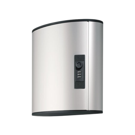 Locking Key Cabinet, 36-Key, Brushed Aluminum, Silver