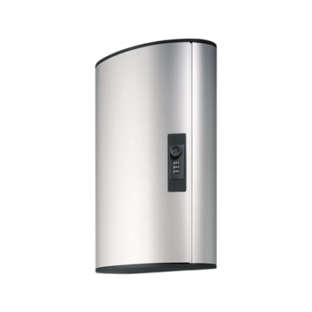 Locking Key Cabinet, 72-Key, Brushed Aluminum, Silver