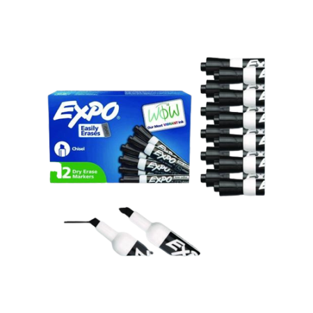 Low-Odor Dry-Erase Marker, Broad Chisel Tip, Black, Dozen