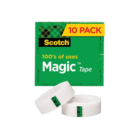 Magic Tape Value Pack, 1" Core, 0.75" x 83.33 ft, Clear, 10/Pack