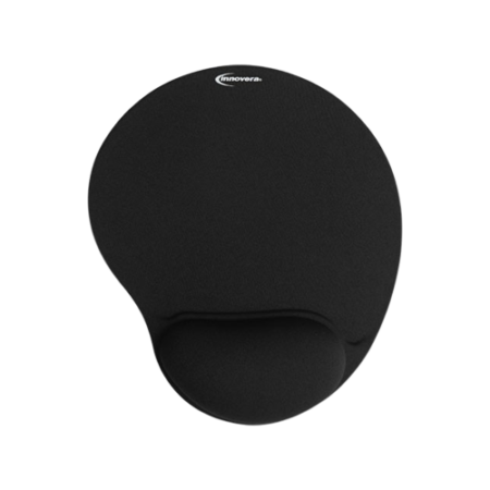 Mouse Pad with Fabric-Covered Gel Wrist Rest, 10.37 x 8.87, Black