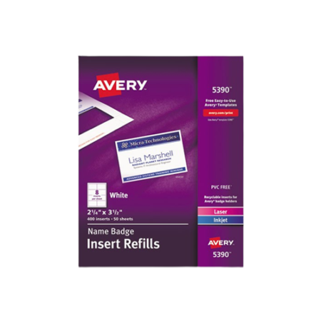 Name Badge Insert Refills, Horizontal/Vertical, 2 1/4