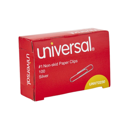 Paper Clips, #1, Nonskid, Silver, 100 Clips/Box, 10 Boxes/Pack