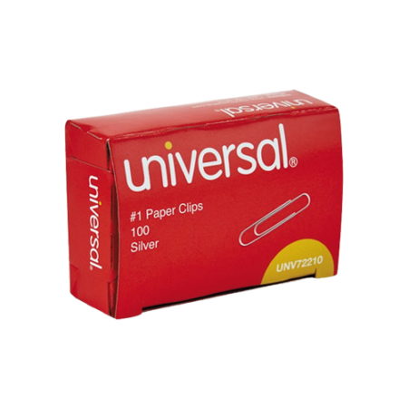 Paper Clips, #1, Smooth, Silver, 100 Clips/Box, 10 Boxes/Pack