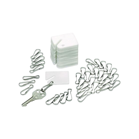 Plastic Identification Key Tags, White, 100/Pack
