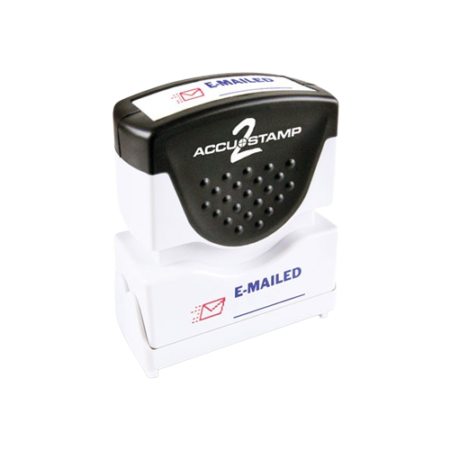 Pre-Inked Shutter Stamp, Red/Blue, EMAILED, 1.63 x 0.5