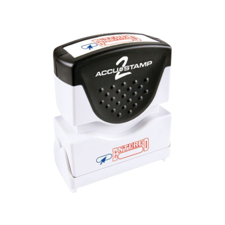 Pre-Inked Shutter Stamp, Red/Blue, ENTERED, 1.63 x 0.5