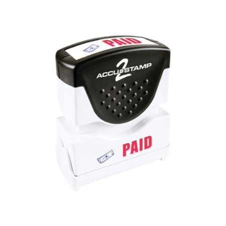Pre-Inked Shutter Stamp with Microban, Red/Blue, PAID, 1.63 x 0.5