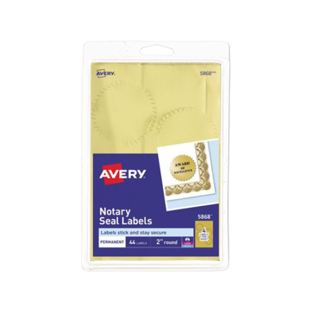 Printable Gold Foil Seals, 2" dia, Gold