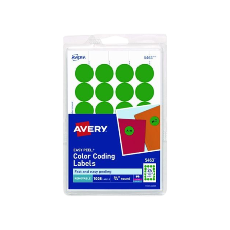 Printable Self-Adhesive Removable Color-Coding Labels, 0.75" dia, Green