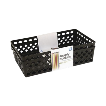 Recycled Supply Basket, Plastic, Black, 2/Pack