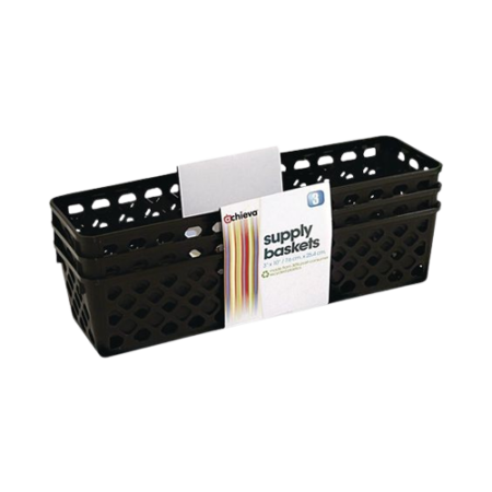 Recycled Supply Basket, Plastic, Black, 3/Pack
