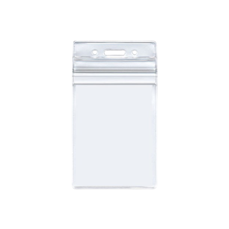 Resealable ID Badge Holders, Vertical Orientation, Transparent