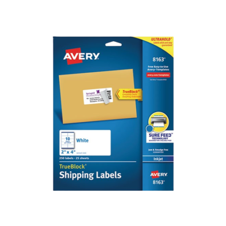 Shipping Labels w/ TrueBlock Technology, Inkjet Printers, 2 x 4