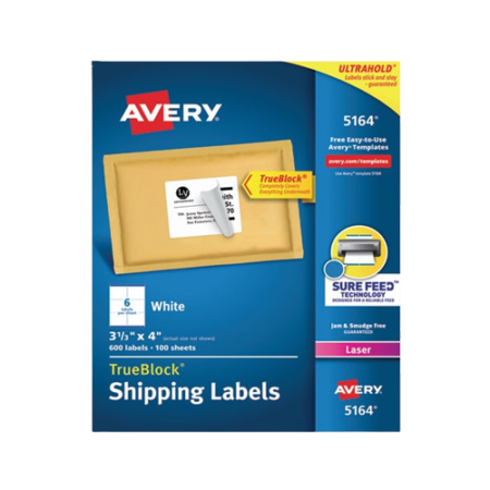 Shipping Labels w/ TrueBlock Technology, Laser Printers, 3.33 x 4