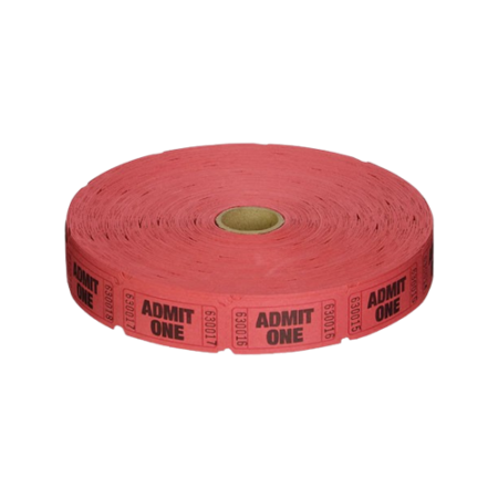 Single Ticket Roll, Admit One, Red, 2,000/Roll