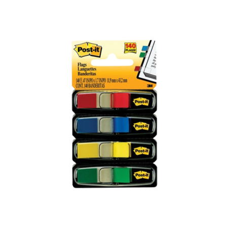 Small Page Flags in Dispensers, 0.5 x 1.75, Assorted