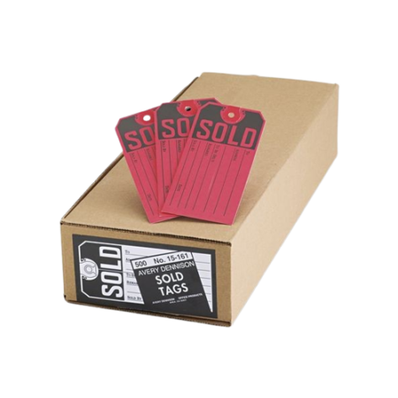 Sold Tags, Paper, 4.75 x 2.38, Red/Black, 500/Box