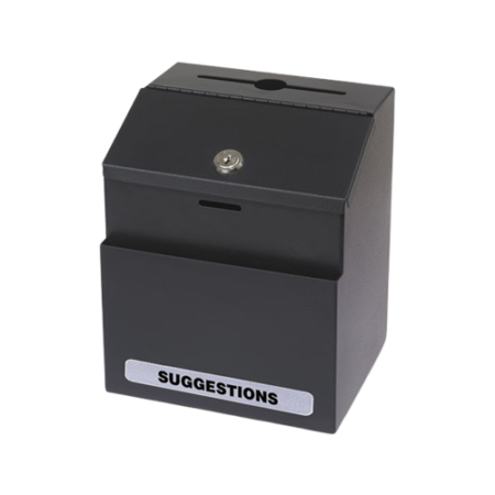 Steel Suggestion/Key Drop Box with Locking Top, 7 x 6 x 8.5, Black